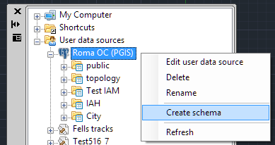 Create a schema in a spatial database