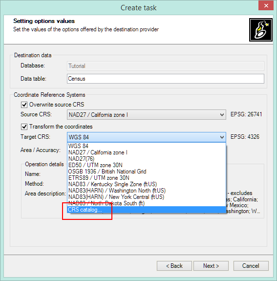 Parameters to Transform the Coordinates