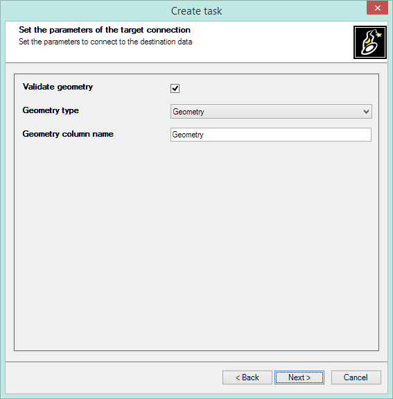 Exporting Wizard - Target parameters