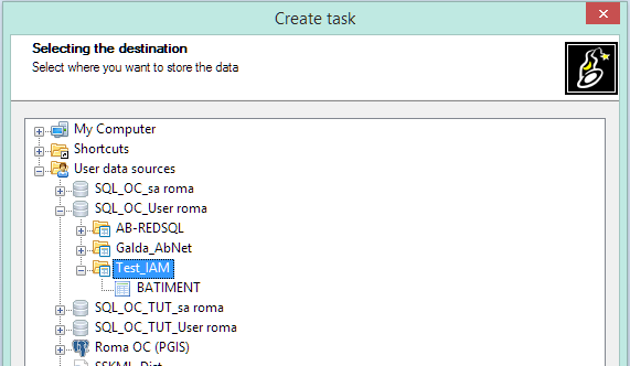 Creating a Task - Destination
