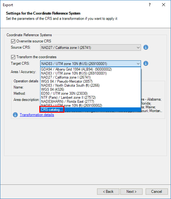 Access to the CRS Catalog of the application