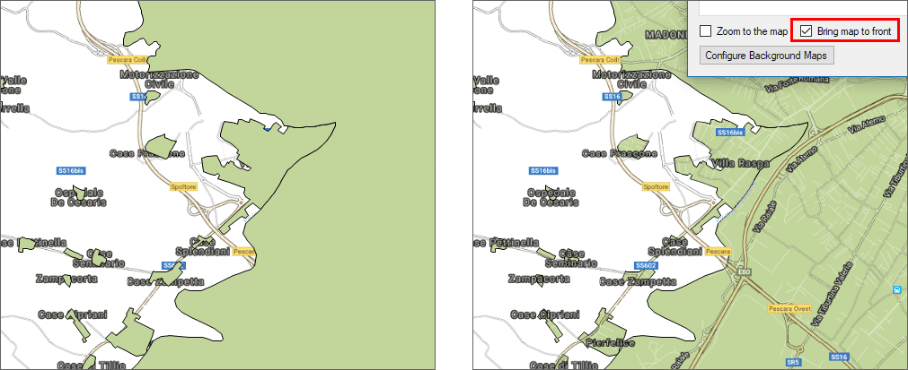 Map in the background vs. foreground