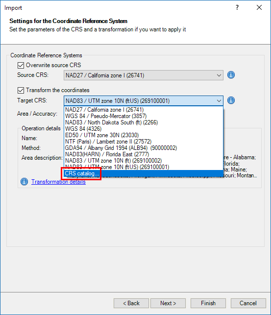 Access to the CRS Catalog of the application