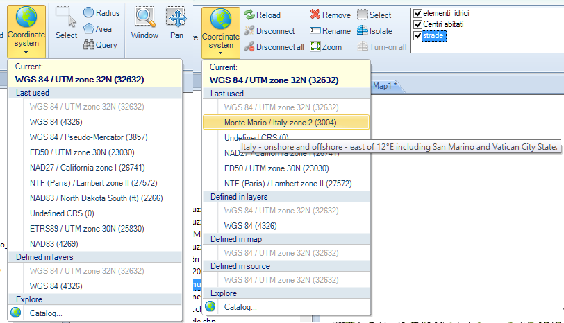 Select a CRS for a Map or a layer