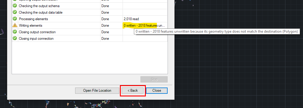 "Back" button on the last wizard step
