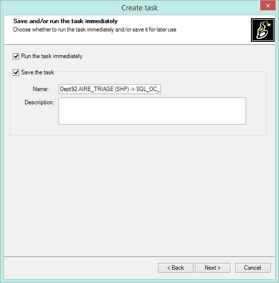 Exporting Wizard - Task Name (when saved)