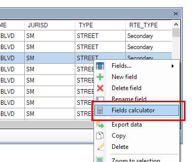 'Fields Calculator' function in the Data Grid