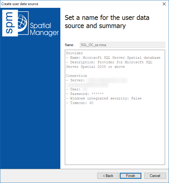 Assign a Name to the new User Data Source